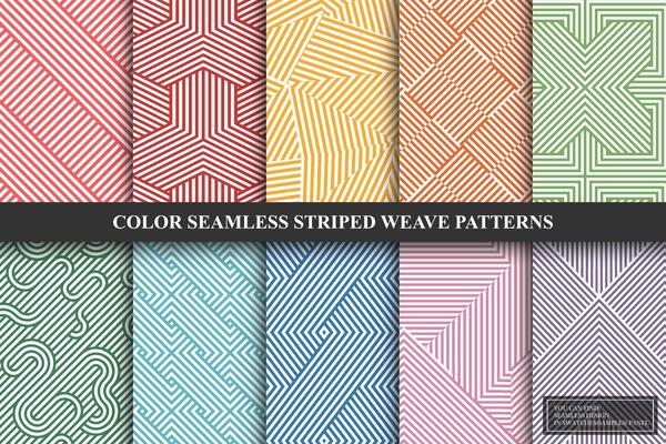 Collection of colorful geometric patterns. striped fabric tileable textures. Endless unusual textile prints. You can find seamless backgrounds is swatches panel