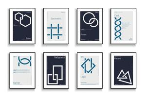 Collection of scientific geometric covers, templates, backgrounds, placards, brochures, banners, flyers, magazines. Minimalistic business posters, cards, presentations. Creative logo design vector