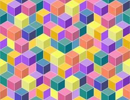 Bright colorful seamless geometric pattern. Repeatable 3d cubes background. Decorative endless vibrant texture. Children textile print vector
