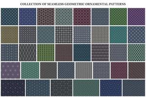 Big bundle of color geometric seamless patterns - ornamental symmetric design. Collection of decorative backgrounds. Fabric endless unusual prints. vector