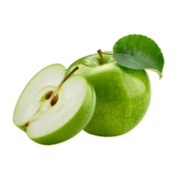 une vert Pomme avec une vert feuille sur il png