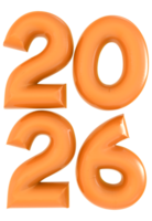 2026 Number Yellow 3D Rendering png