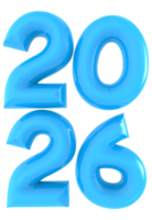 2026 nombre bleu 3d le rendu png