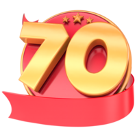 Anniversary 3d red numbers with ribbon 70 Number Gold png