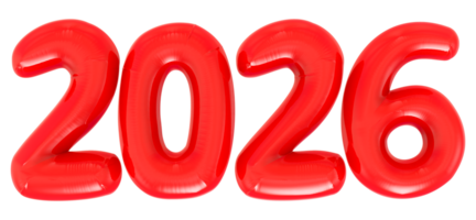 nombre 2026 rouge 3d rendre png