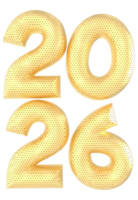 Happy New Year 2026 Number Gold 3D Render png