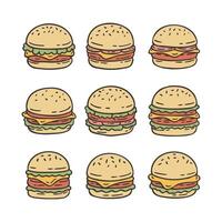 linda hamburguesa dibujos animados garabatear estilo ilustración vector