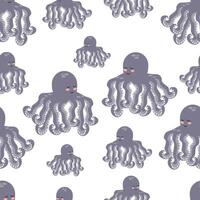 pattern purple octopuses on a white vector