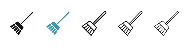 Broom icon set. vector