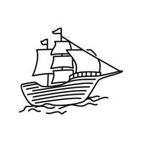 wood ship silhouette design. antique ocean transportation sign and symbol vector