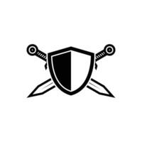 shield with sword cross logo design concept idea vector