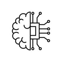 cerebro tecnología icono diseño contorno estilo vector