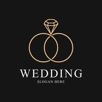 wedding rings logo design creative idea with ring icon and diamond vector