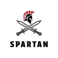 Spartan helmet sword logo design concept idea vector