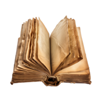 open old antique books isolated on a transparent background cut out png