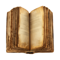 open old antique books isolated on a transparent background cut out png