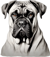 bullmastiff hund med uttrycksfull ögon utseende fram. ai-genererad. png