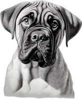 bullmastiff perro con expresivo ojos mira adelante. ai-generado. png