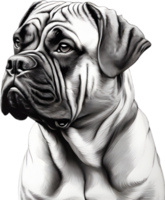 Bullmastiff dog with expressive eyes looks forward. AI-Generated. png