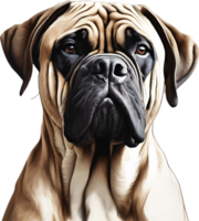 Bullmastiff dog with expressive eyes looks forward. AI-Generated. png