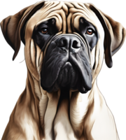 bullmastiff hund med uttrycksfull ögon utseende fram. ai-genererad. png