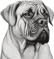 bullmastiff perro con expresivo ojos mira adelante. ai-generado. png