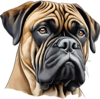 bullmastiff chien avec expressif yeux regards avant. ai-généré. png