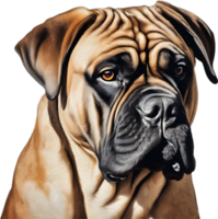 bullmastiff hund med uttrycksfull ögon utseende fram. ai-genererad. png