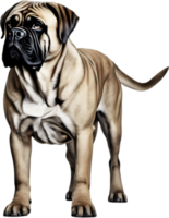 bullmastiff hond met expressief ogen looks naar voren. ai-gegenereerd. png