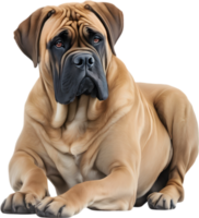 Bullmastiff cachorro com expressivo olhos parece avançar. gerado por ai. png