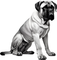 Bullmastiff cachorro com expressivo olhos parece avançar. gerado por ai. png