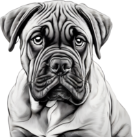 bullmastiff hond met expressief ogen looks naar voren. ai-gegenereerd. png