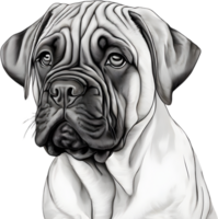 Bullmastiff dog with expressive eyes looks forward. AI-Generated. png