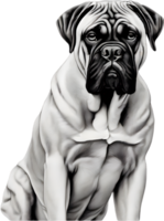 bullmastiff hund med uttrycksfull ögon utseende fram. ai-genererad. png