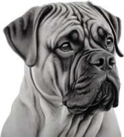 Bullmastiff dog with expressive eyes looks forward. AI-Generated. png