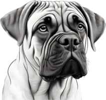 Bullmastiff dog with expressive eyes looks forward. AI-Generated. png