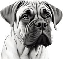 Bullmastiff dog with expressive eyes looks forward. AI-Generated. png