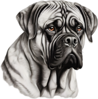 Bullmastiff dog with expressive eyes looks forward. AI-Generated. png