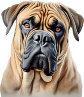 bullmastiff hund med uttrycksfull ögon utseende fram. ai-genererad. png