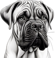 Bullmastiff dog with expressive eyes looks forward. AI-Generated. png