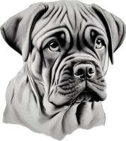 Bullmastiff dog with expressive eyes looks forward. AI-Generated. png