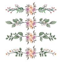 The Blooms Greenery Floral Foliage Ornament Corner Text Separator Elegance Framie for Invitations Card Template vector