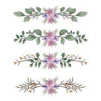 The Blooms Greenery Floral Foliage Ornament Corner Text Separator Elegance Framie for Invitations Card Template vector