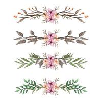 The Blooms Greenery Floral Foliage Ornament Corner Text Separator Elegance Framie for Invitations Card Template vector