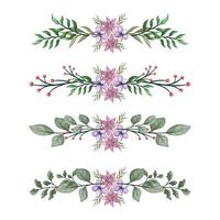 The Blooms Greenery Floral Foliage Ornament Corner Text Separator Elegance Framie for Invitations Card Template vector