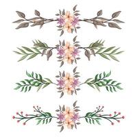 The Blooms Greenery Floral Foliage Ornament Corner Text Separator Elegance Framie for Invitations Card Template vector