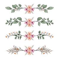 The Blooms Greenery Floral Foliage Ornament Corner Text Separator Elegance Framie for Invitations Card Template vector