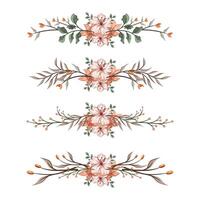 The Blooms Greenery Floral Foliage Ornament Corner Text Separator Elegance Framie for Invitations Card Template vector