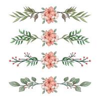 The Blooms Greenery Floral Foliage Ornament Corner Text Separator Elegance Framie for Invitations Card Template vector