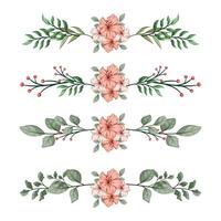 The Blooms Greenery Floral Foliage Ornament Corner Text Separator Elegance Framie for Invitations Card Template vector